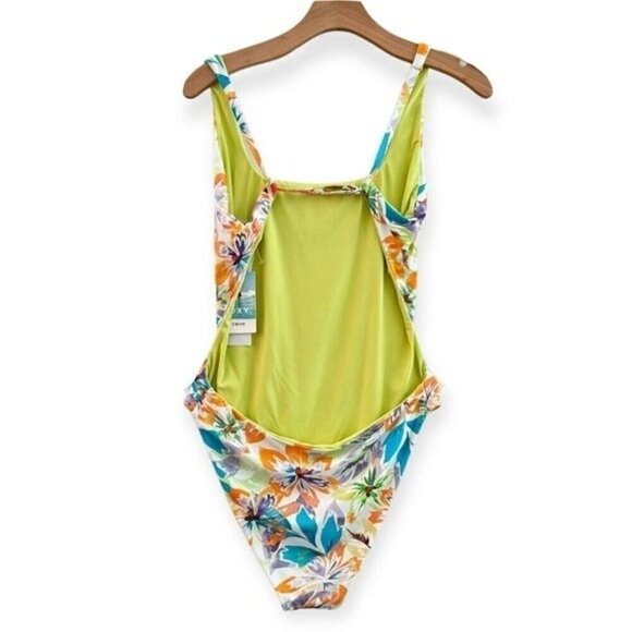 ROXY Retro Revo Reversible One Piece Open Back Tropical Swimsuit Size XL NEW - Picture 2 of 8